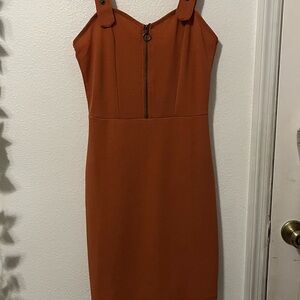 Elegant Orange Sleeveless Dress